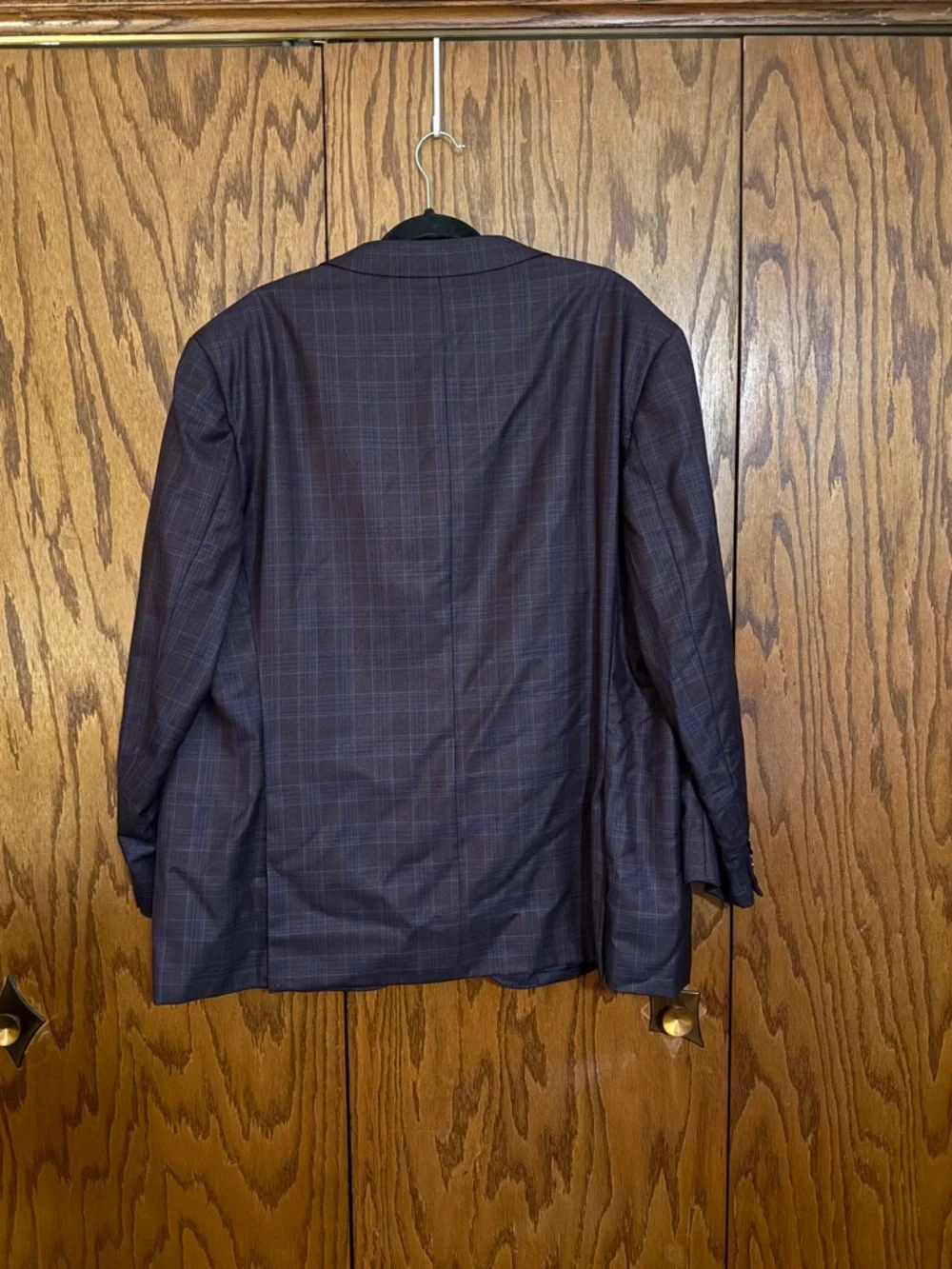 Byron British Style Wool Sport Coat 42R Plaid Blazer Italy Fabric Blue Purple